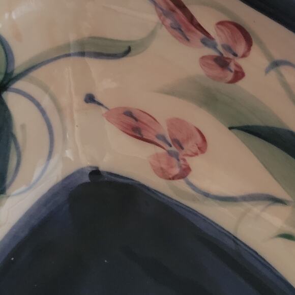 Gail Pittman Pottery Grapevine Pattern Heart Serving Bowl Dated 1993 Vintage - Picture 9 of 11